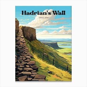 Hadrian's Wall England Trekking Modern Travel Illustration Canvas Print