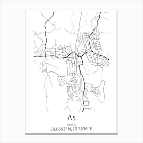 As,Norway Minimalist Map Canvas Print