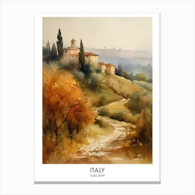 Italy, Tuscany 2 Watercolor Travel Poster Canvas Print
