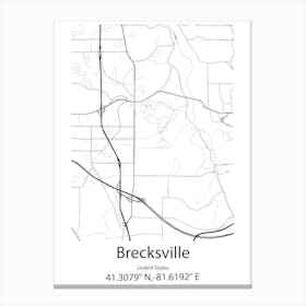 Brecksville,United States Minimalist Map 1 Canvas Print