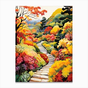 Butchart Gardens, Canada In Autumn Fall Illustration 2 Canvas Print