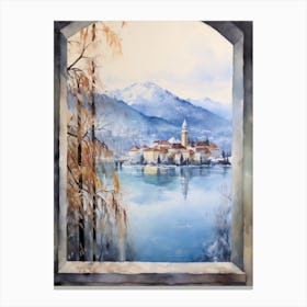 Winter Cityscape Lake Bled Slovenia 1 Canvas Print