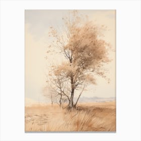 Autumn Farmhouse Tree Paitning Canvas Print