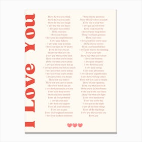 I Love You Retro Quote Valentines Canvas Print