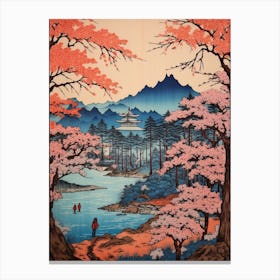 Lake Kawaguchi, Japan Vintage Travel Art 4 Canvas Print