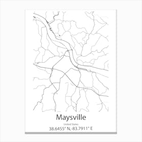 Maysville,United States Minimalist Map Stampe su tela