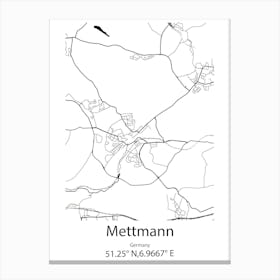 Mettmann,Germany Minimalist Map Canvas Print