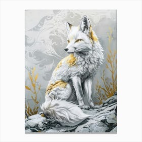 Arctic Fox Precisionist Illustration 4 Canvas Print