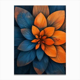 Blue And Orange Flower 1 Canvas Print