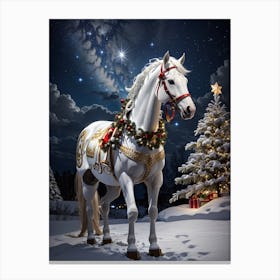 Dreamshaper V7 White Horse Decorated For Christmas With A Star 3 Canvas Print