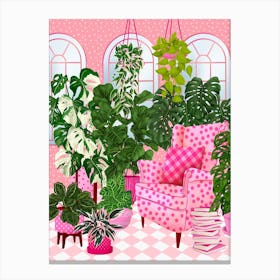 Pink Room With Plants 3 Canvas Print