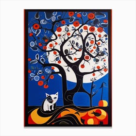 Magnolia With A Cat 2 Surreal Joan Miro Style Canvas Print