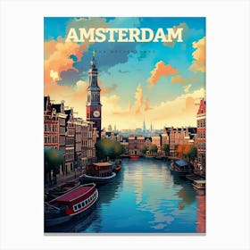 Amsterdam Vintage Travel Netherlands Canvas Print