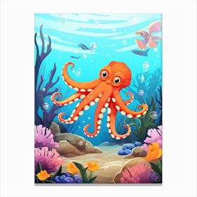 Giant Octopus Kids Illustration 2 Canvas Print