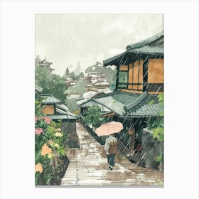 Kyoto Japan 3 Retro Illustration Canvas Print