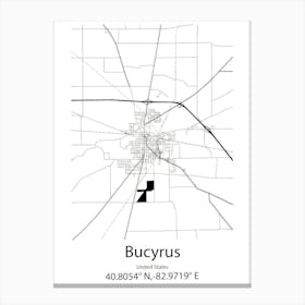 Bucyrus,United States Minimalist Map Canvas Print