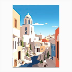 Santorini, Greece, Flat Illustration 4 Canvas Print