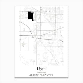 Dyer,United States Minimalist Map Canvas Print