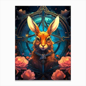 Rabbit With Roses Canvas Print