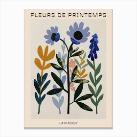 Spring Floral French Poster  Lavender 3 Canvas Print