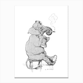 Smoking Elephant, Auguste Vimar Canvas Print