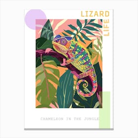 Chameleon In The Jungle Modern Abstract Illustration 1 Poster Canvas Print