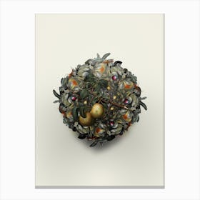 Vintage Pear Fruit Wreath on Ivory White Canvas Print