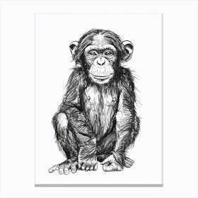 B&W Chimpanzee 2 Canvas Print