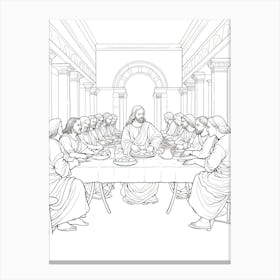 Line Art Inspired By The Last Supper 9 Canvas Print