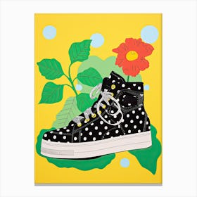 Flower-Adorned Soles: Woman's Shoe Blooms Canvas Print