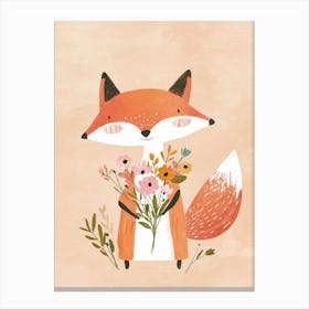 Fox With Flowers Canvas Print