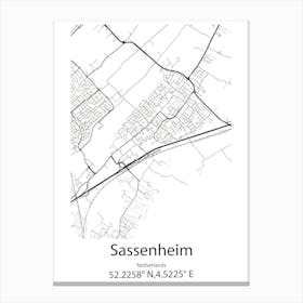 Sassenheim,Netherlands Minimalist Map Canvas Print