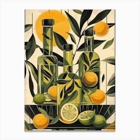 Olive Oil & Citrus Fruits Art Deco Canvas Print