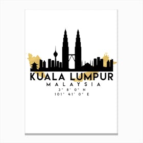 Kuala Lumpur Malaysia Silhouette City Skyline Map Canvas Print