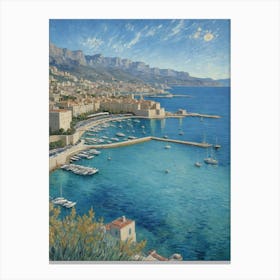 Greek Coastline Serenity City By The Sea Canvas Print