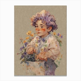 Boy With Flowers Canvas Print