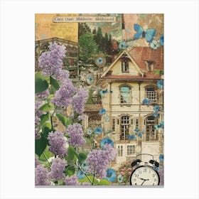 Lilac Flowers Scrapbook Collage Cottage 4 Canvas Print