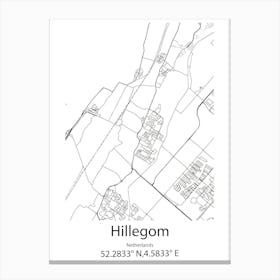 Hillegom,Netherlands Minimalist Map Canvas Print