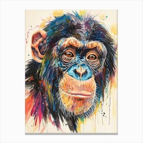Bonobo Colourful Watercolour 4 Canvas Print