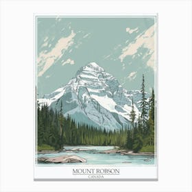 Mount Robson Canada Color Line Drawing 1 Poster Canvas Print