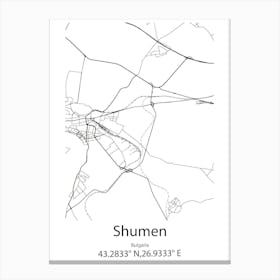 Shumen,Bulgaria Minimalist Map Canvas Print