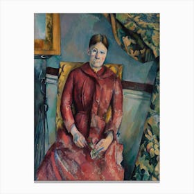 Madame Cézanne In A Red Dress, Paul Cézanne Canvas Print