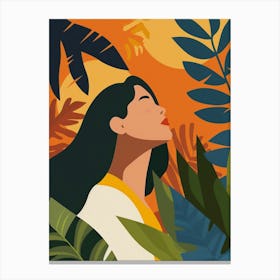 Asian Woman In The Jungle Canvas Print