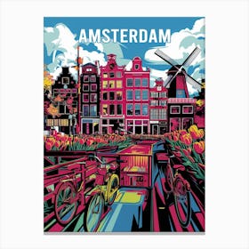 Amsterdam City Pop Art Canvas Print