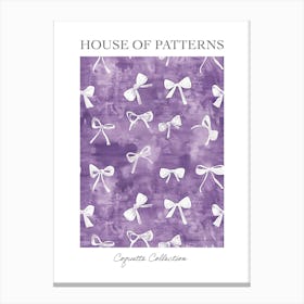 White And Purle Bows 4 Pattern Poster Canvas Print