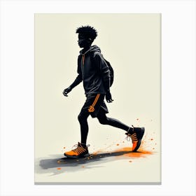 Silhouette Of A Boy Running Canvas Print