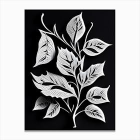 Cherry Leaf Linocut 1 Canvas Print