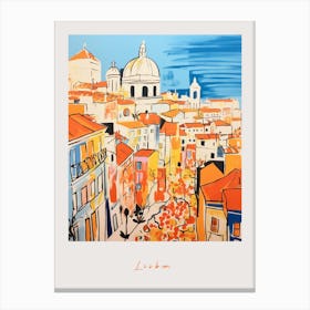 Lisbon Portugal 4 Orange Drawing Poster Canvas Print