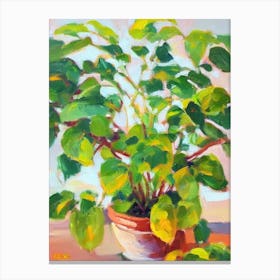 Golden Pothos Impressionist Painting Plant Canvas Print