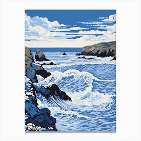 A Screen Print Of Kynance Cove Cornwall 1 Canvas Print